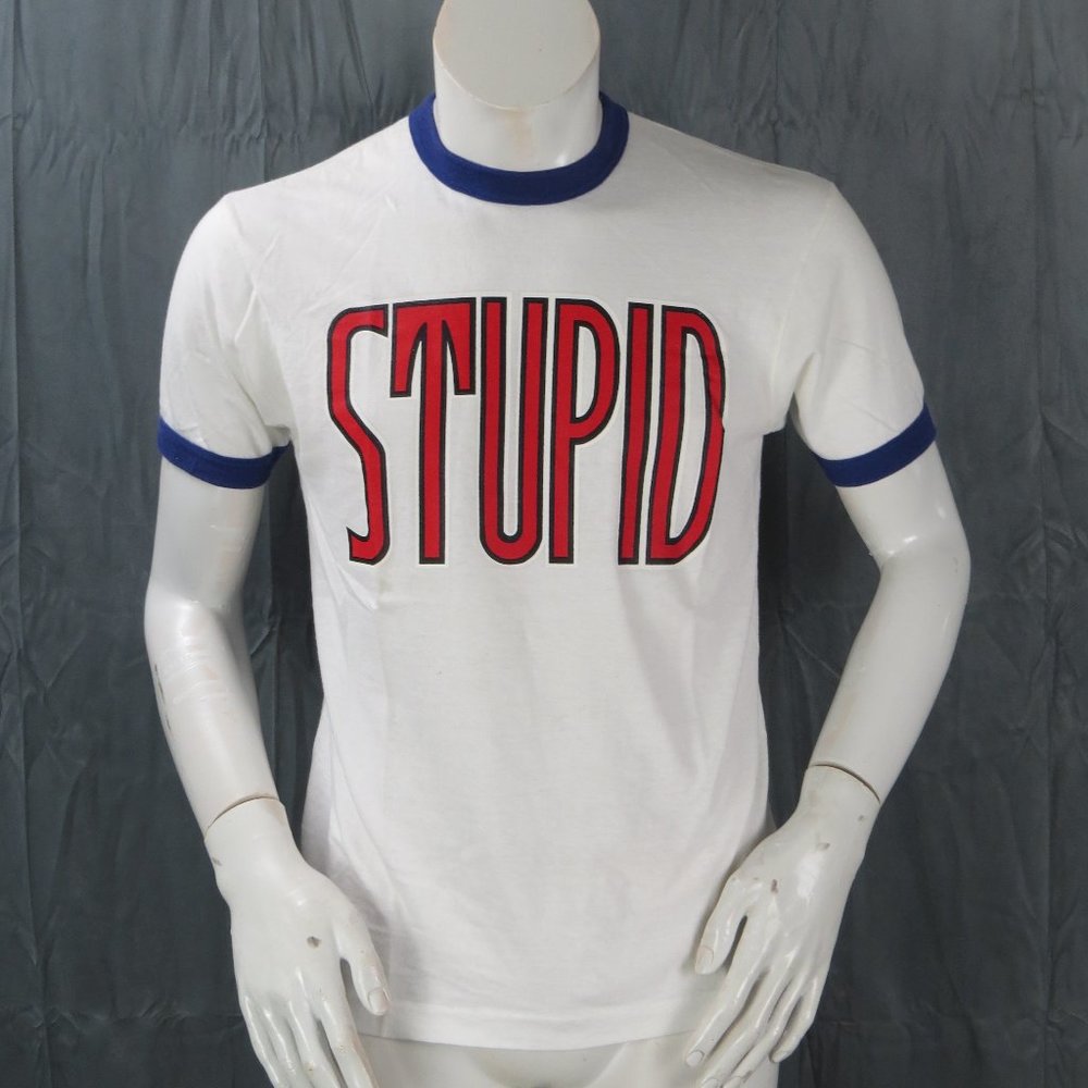 Vintage Graphic T-shirt - Stupid Iron On Graphic - Men's Large